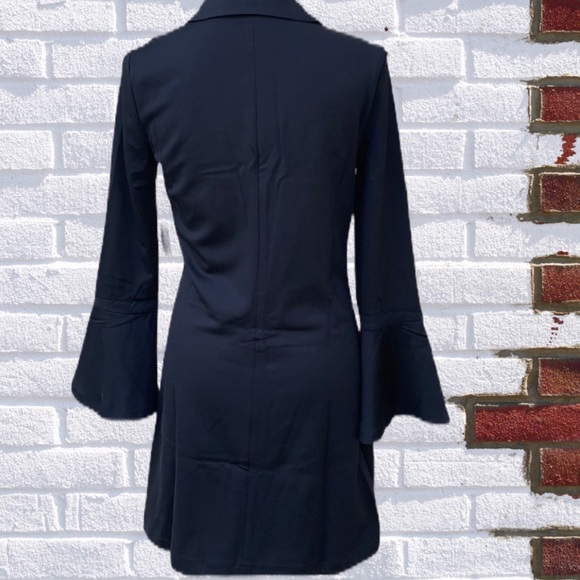 BLACK LONG LINE OPEN STYLE BLAZER JACKET - Picture 5 of 9